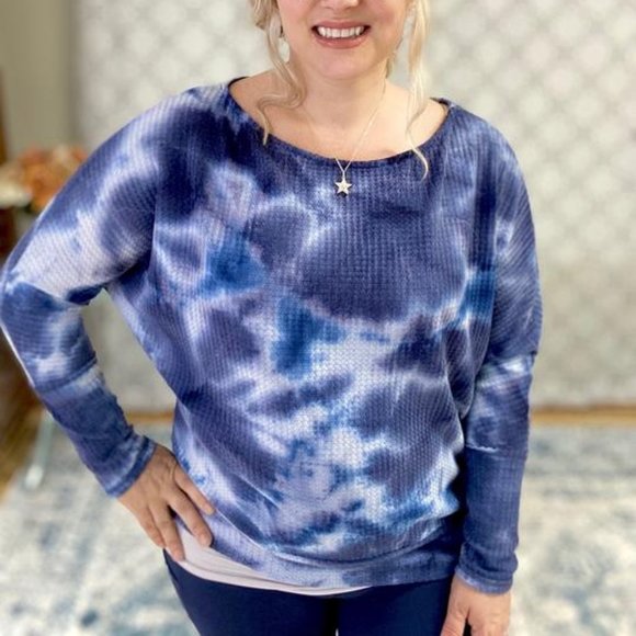 white birch Tops - Blue Tie Dye Top